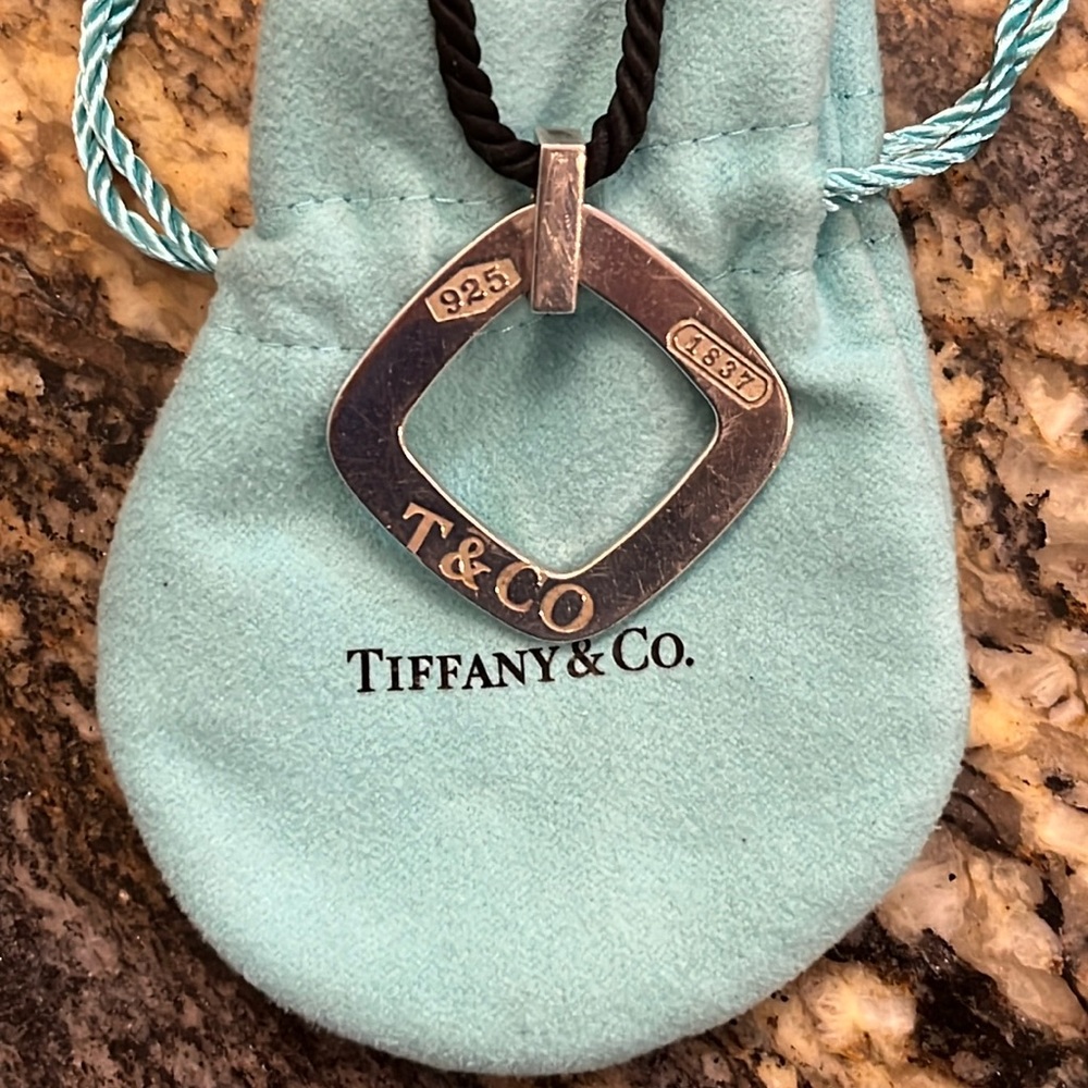 Tiffany and Co. square sterling silver pendant